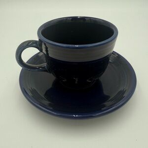 VTG Fiesta Fiestaware Twilight/Cobalt Teacup/Coffee Cup and Saucer